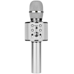 Караоке микрофон со встроенной колонкой Hoco BK3 Cool sound серебристый - фото 12992