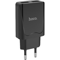 Зарядное устройство HOCO C52A 2 USB 2.1A черный - фото 19801