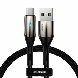 Кабель Baseus Horizontal Data Cable (With An Indicator Lamp) USB-Type-C 3A 1м черный (TZCATSP-A01) - фото 21258