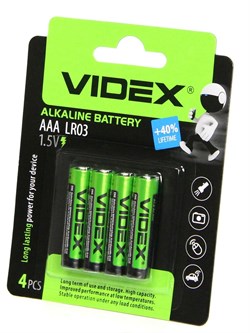 Алкалиновые батарейки Videx LR3/ААA (Комплект 4шт.) - фото 22748
