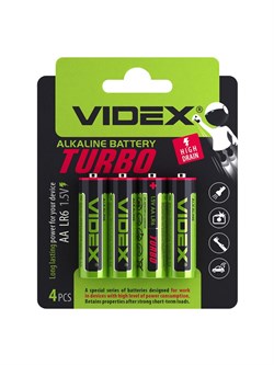Алкалиновые батарейки Videx LR6/АА TURBO (Комплект 4шт.) - фото 23035