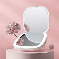 Зеркало карманное для макияжа с подсветкой и увеличением Jordan Judy M18, белый - фото 25383