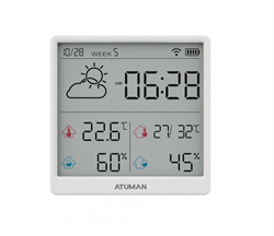 Датчик температуры и влажности AtuMan Intelligent Temperature and Humidity Clock TH3 белый 6971720840983 - фото 29095