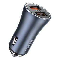 Автомобильная зарядка Baseus Dual Fast Charger Car 60W USB+USB CCJDZ-MU темно-серый 6932172607982 - фото 30003