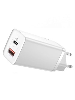 Зарядное устройство Baseus GaN2 Lite Quick Charger C+U 65W CCGAN2L-B02 Белый 6953156232945 - фото 31648