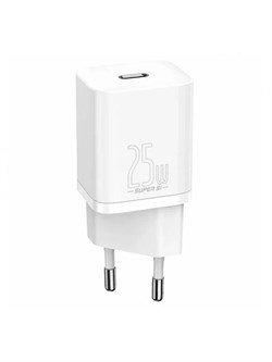 Сетевое зарядное устройство с проводом C+C Baseus Super SI Quick Charger 1C 25W EU Sets CCCJG25CE (TZCCSUP-L02) белый 6953156206038 - фото 31947
