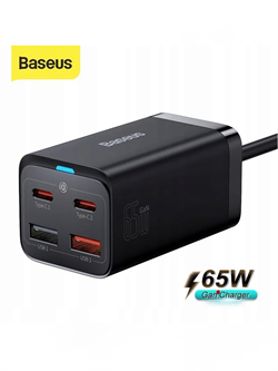 Сетевое зарядное устройство Baseus GaN3 Pro Desktop Fast Charger 2C+2USB 65W EU + кабель Type-C-Type-C 100W 1м, (CCDK65E) CCGP040101 черный 6932172600334 - фото 33310