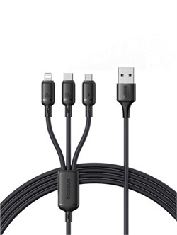 Кабель Baseus Fast Charging Cable 3 в 1 P10377705123 CB000165 черный 6932172685140 - фото 33496