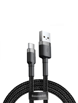 Кабель Baseus Cafule USB - Type-C 2А 2м черный/серый (CATKLF-CG1) 6953156278233 - фото 35171