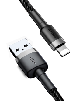 Кабель Baseus Cafule USB - Lightning 1м черный/серый (CALKLF-BG1) 6953156274976 - фото 35188