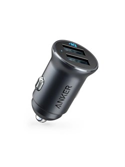 Автомобильное зарядное устройство в прикуриватель Anker PowerDrive 2 U+U 24W A2727 черный 6940268892464 - фото 35190