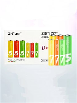 Батарейки Xiaomi ZMI Alkaline Battery ZI5 ZI7 12шт LR6 АА+12шт LR03 LR24 ААА 6934263402520 - фото 35454