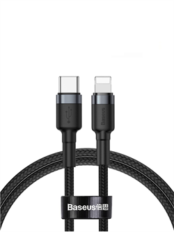 Кабель Baseus Cafule Data Cable Type-C - Lightning PD 18W 1м черный/серый (CATLKLF-G1) 6953156297449 - фото 36322