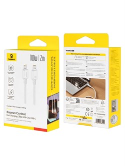 Кабель Baseus Crystal Fast Charging Type-C - Type-C 100W 2 м P10383100211-01 CB000132 Белый 6932172683290 - фото 36576