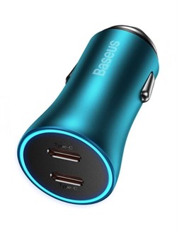 Автомобильная зарядка Baseus Dual Fast Charger Car 40W C+C CCJDZ-CC (CGJP000003) голубой 6932172608033 - фото 36776