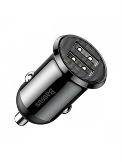 Автомобильное зарядное устройство в прикуриватель Baseus 4.8A 2U Grain Pro CCALLP-01 CCXML-U Черный 6953156202009 - фото 36801