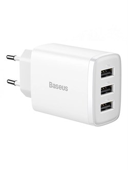 Сетевое зарядное устройство Baseus Compact Charger 17W 3U CCCP17UE CCXJ020102 белый 6932172606978 - фото 37429