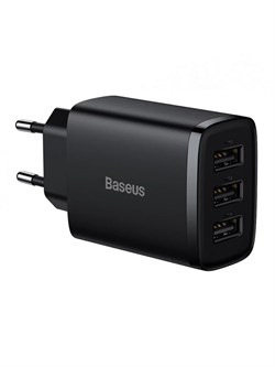Сетевое зарядное устройство Baseus Compact Charger 17W 3U CCCP17UE CCXJ020101 Черный 6932172606961 - фото 37453