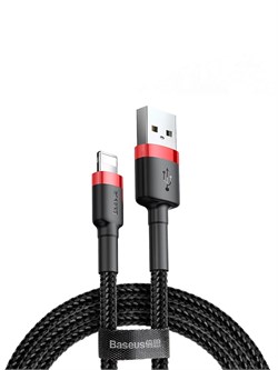 Кабель Baseus Cafule USB - Lightning 2м черный/красный (CALKLF-C19) 6953156275027 - фото 38387