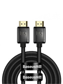 Кабель Baseus Defenition Series 8K HDMI - 8K HDMI Zinc Alloy WKGQ000201 3м черный 6932172600280 - фото 38569