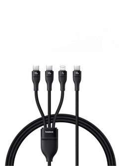 Кабель Baseus Flash Series 3 в 1 C+C+L - Type-C P10377502111-00 100w 1.5м черный 6932172669676