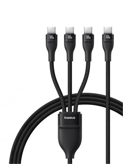 Кабель Baseus Flash Series 3 в 1 C+C+C - Type-C P10377503111-00 100w 1.5м черный 6932172669805