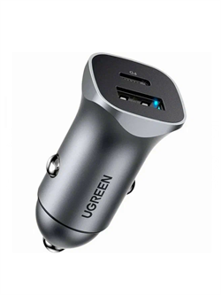 Автомобильное зарядное устройство UGREEN CD130 (40858) 30W USB-C+ USB-A Fast Car Charger серый 6957303848584