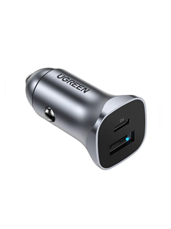 Автомобильное зарядное устройство UGREEN CD130 (30780) 24W USB-C+ USB-A Fast Car Charger серый 6957303837809