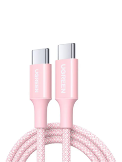 Кабель для зарядки UGREEN L501 (65246) 60W USB-C to USB-C PD Fast Charging Braided Cable 3A Max 2 метра, розовый 6941876262465