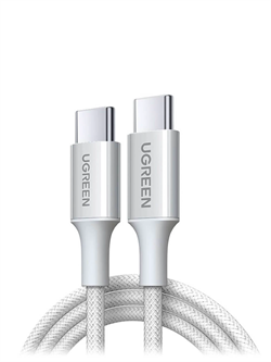 Кабель для зарядки UGREEN L502 (65256) 100W USB-C to USB-C PD Fast Charging Braided Cable 5A Max 2 метра, светло-серый 6941876262564