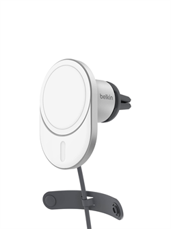 Автомобильное зарядное устройство MagSafe belkin BoostCharge Pro Magnetic Wireless Car Charger with Qi2 15W WIC008btGR-V2 бело-серый 745883870653