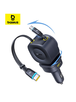 Автомобильное зарядное устройство Baseus PrimeTrip VR2 Max с выдвижным кабелем 3*Type-С+USB 60W C02065 (C0206500) черный 6932172692223