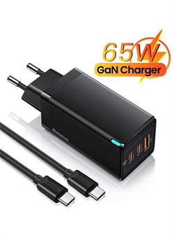 Сетевое зарядное устройство Baseus GaN5 Pro Fast Charger 2C+U 65W CCGAN65E5 (CCGP120201) с кабелем C+C 100W черный 6932172617523