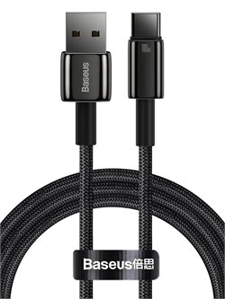 Кабель Baseus Tungsten Gold Fast Charging Data Cable Type-C - USB 100W 2м CAWJ000101 CB000026 черный 6932172618094