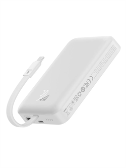 Внешний аккумулятор MagSafe Baseus EnerFill FM11 Magnetic Wireless Power Bank 10000mAh 30W E00289 (E0028905) со встроенным кабелем Type-C белый 6953156211599