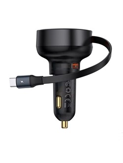 Автомобильное зарядное устройство Baseus Built in Retractable Cable Usb Port Type-C Cable 60W CCTXP-UC P00057800111-00 черный 6932172635817