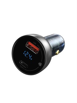 Автомобильное зарядное устройство Baseus Particular Digital Display 65w PD 3.0 QC 4 USB+Type-C VCKX65C C00035300813-Z1 Синий 6932172650087