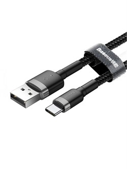 Кабель Baseus Cafule USB - Type-C 3А 1м черный/серый (CATKLF-BG1) 6953156278202