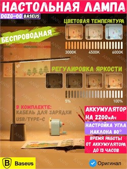 Лампа настольная светодиодная Baseus Smart Eye DGZG-0G 5 Вт серый 6953156204997