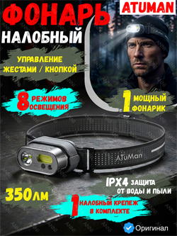 Налобный фонарь Xiaomi EDC ATuMan Duka MH1 Intelligent Multifunction Headlamp Серый 6971720841577