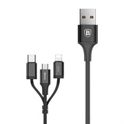 Кабель Baseus Excellent 3-in-1 USB - Micro USB+Lightning+Type-C 2A 1,2м черный (CA3IN1-ZY01)
