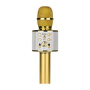Караоке микрофон со встроенной колонкой Hoco BK3 Cool sound золотой