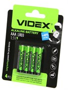 Алкалиновые батарейки Videx LR3/ААA (Комплект 4шт.) цена за 1 шт.