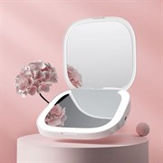 Зеркало карманное для макияжа с подсветкой и увеличением Jordan Judy M18, белый