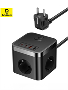 Сетевой фильтр удлинитель 1.5 метра Baseus PowerCombo Cube PowerStrip 3AC+2U+2C 30W EU (BPS30-3E) E00066400117-00 черный 6932172651121
