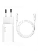 Сетевое зарядное устройство с проводом C+C Baseus Super SI Quick Charger 1C 25W EU Sets CCCJG25CE (TZCCSUP-L02) белый 6953156206038