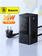 Сетевое зарядное устройство фильтр удлинитель 1.5 м Baseus PowerCombo Tower Digital PowerStrip 3AC+2U+2C 35W Cluster ССGAN35-S3ACE (E00023606113-00) черный 6932172631918