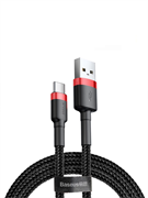 Кабель Baseus Cafule USB - Type-C 3А 2м черный/красный (CATKLF-C91) 6953156278240
