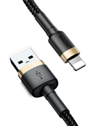 Кабель Baseus Cafule USB - Lightning 2м черный/золотой (CALKLF-CV1) 6953156275034