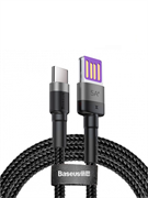 Кабель Baseus Cafule HW Quick Charging Data cable USB - Type-C 5A 40W CATKLF-PG1 1 метр черный/серый 6953156293564